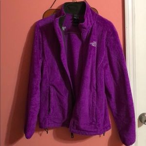 North face fuzzy purple jacket